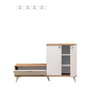 Hanah Home Recibidor con Zapatero, Cajón y Perchero de Roble y Blanco - Mueble de Entrada con Almacenamiento en Tablero de Partículas Melaminado 18mm - Ancho 120cm
